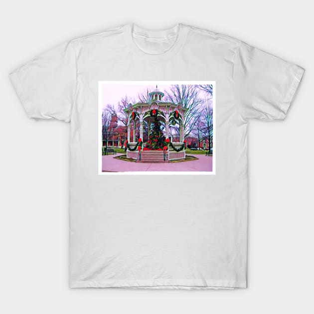 Town Square - Gazebo - Christmas Tree T-Shirt by Fenay-Designs